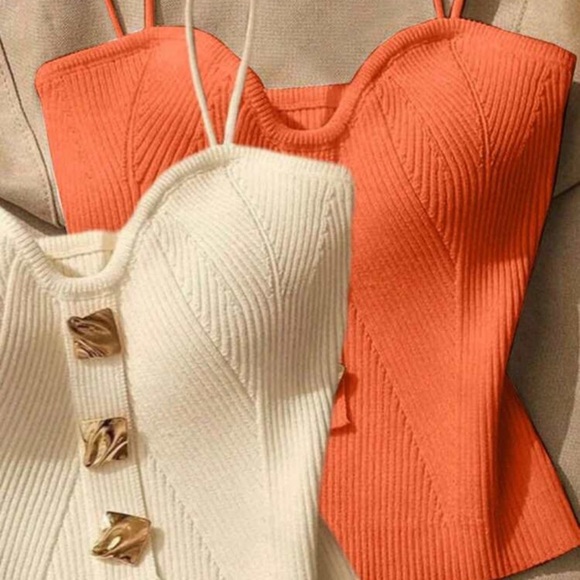 SHEIN Orange and White Knit Camisoles - Picture 1 of 4